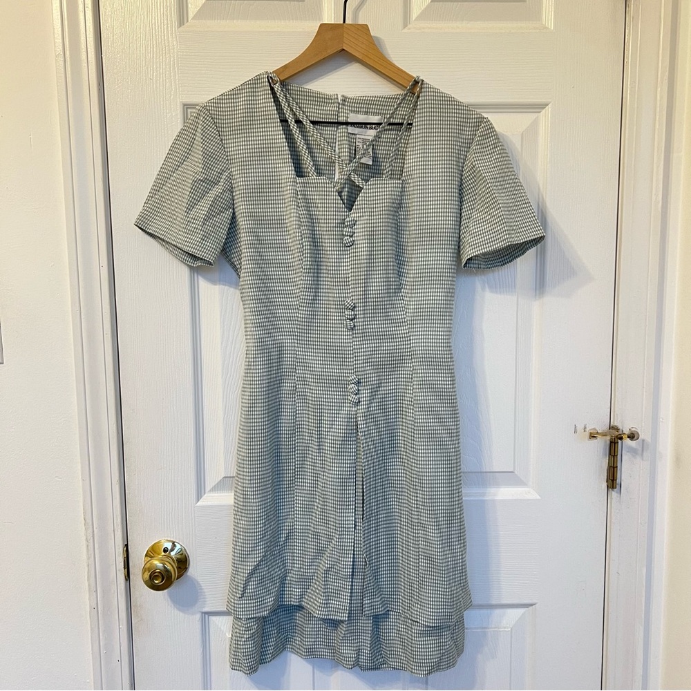 Fashion Bug - Vintage Green Gingham Minidress / Size 6